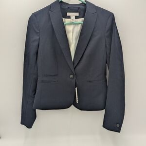 H&M Tailored Blazer Dark Academia Corporatecore Workwear 6 Career Women Navy NWT